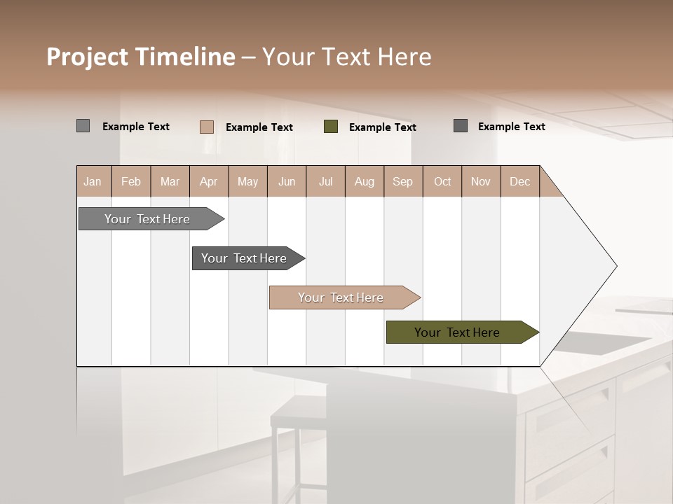 Interior Of Big White Kitchen In Apartment PowerPoint Template