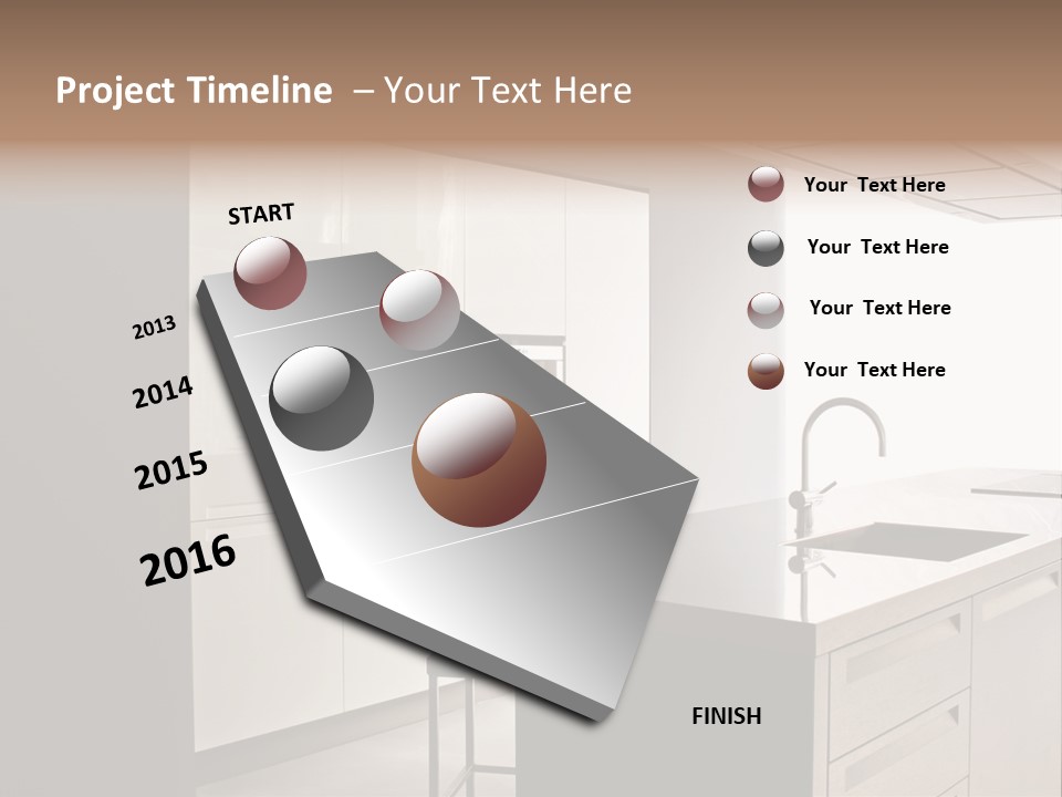 Interior Of Big White Kitchen In Apartment PowerPoint Template