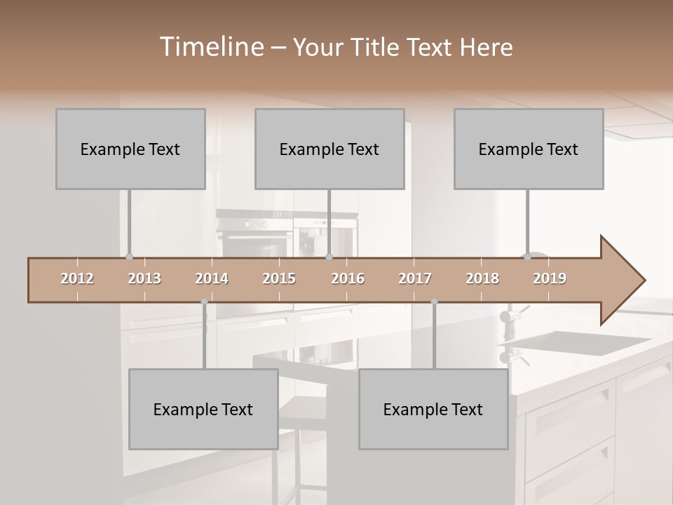 Interior Of Big White Kitchen In Apartment PowerPoint Template