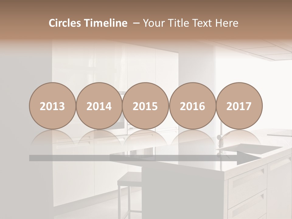 Interior Of Big White Kitchen In Apartment PowerPoint Template