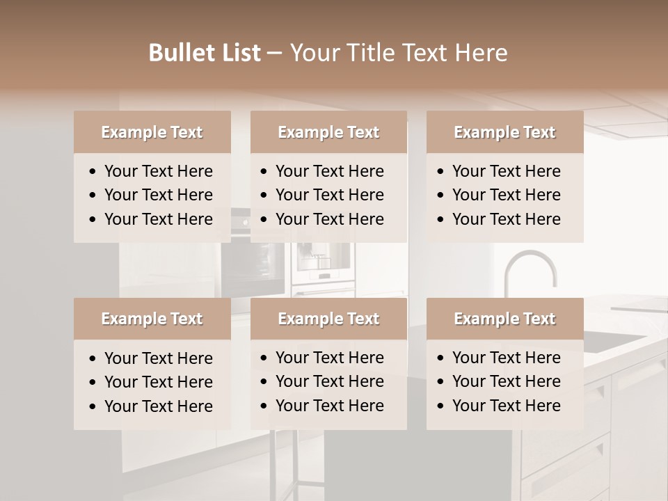 Interior Of Big White Kitchen In Apartment PowerPoint Template