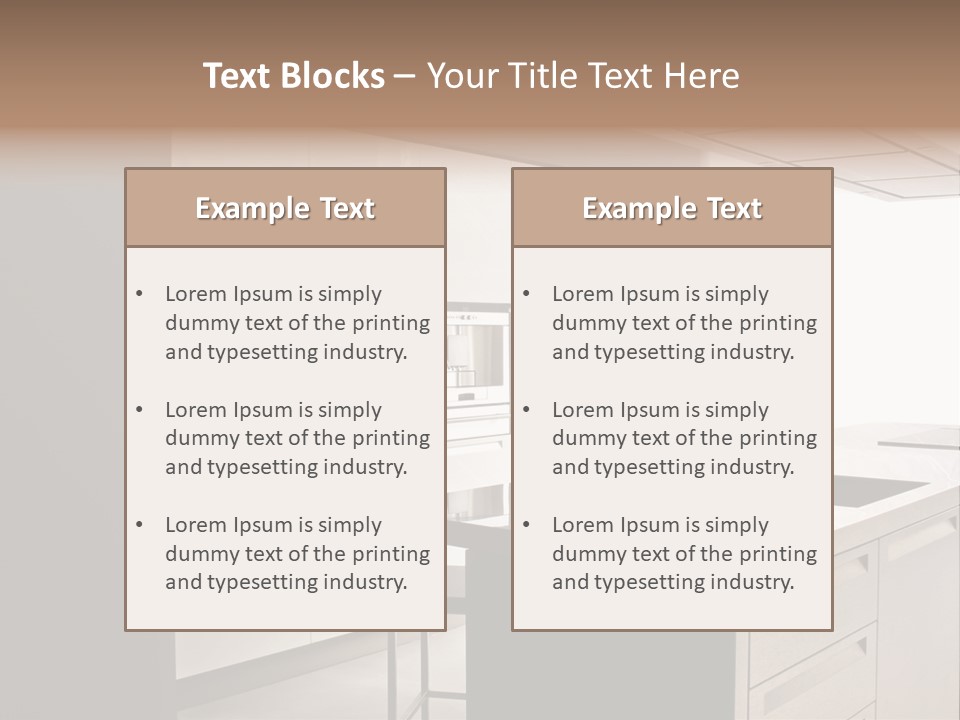 Interior Of Big White Kitchen In Apartment PowerPoint Template