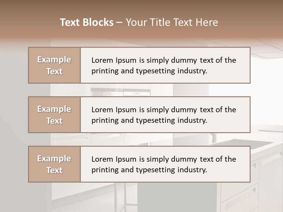 Interior Of Big White Kitchen In Apartment PowerPoint Template