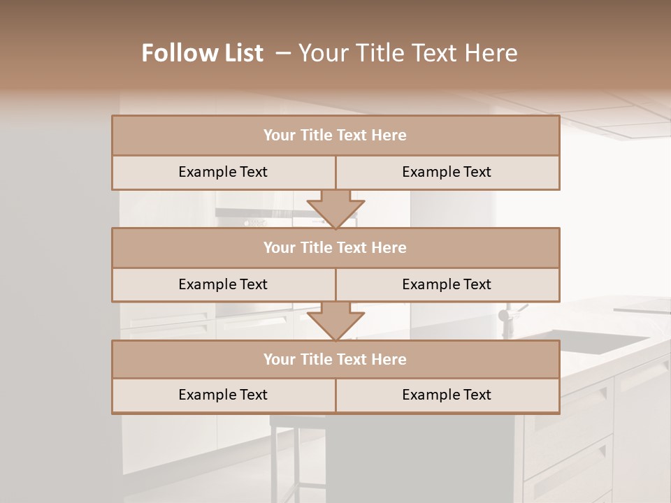 Interior Of Big White Kitchen In Apartment PowerPoint Template