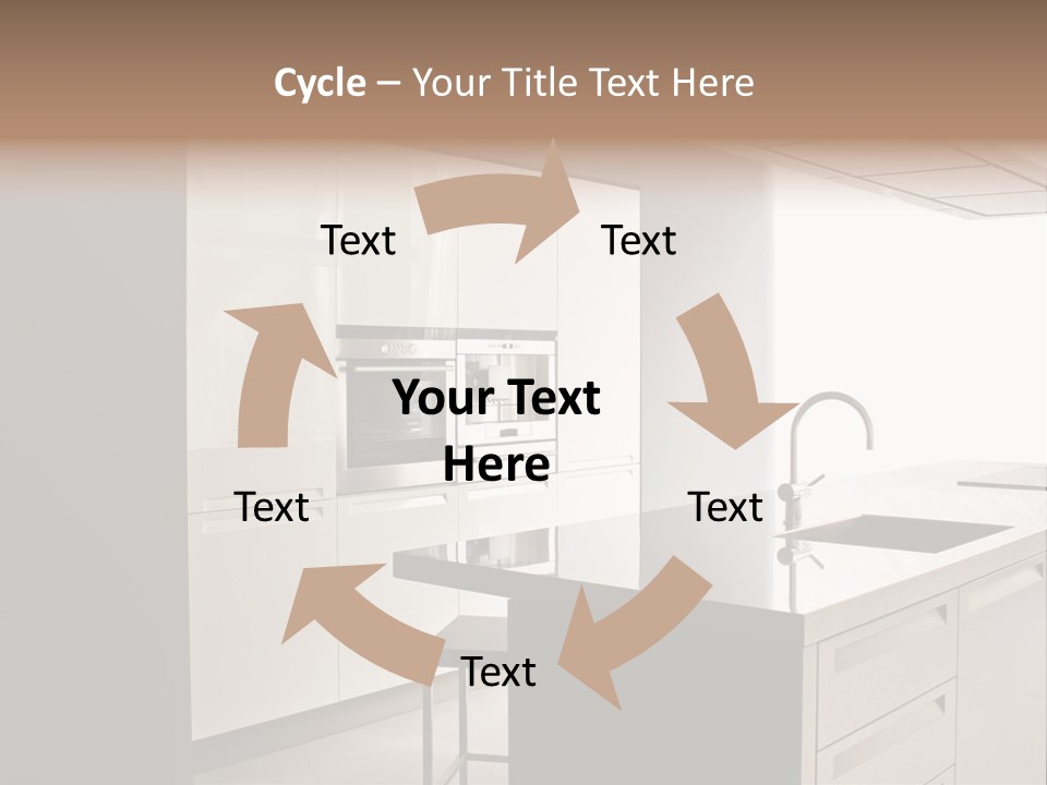 Interior Of Big White Kitchen In Apartment PowerPoint Template