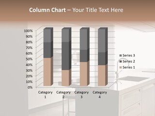 Interior Of Big White Kitchen In Apartment PowerPoint Template