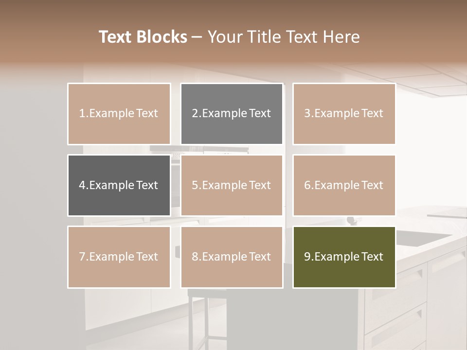 Interior Of Big White Kitchen In Apartment PowerPoint Template