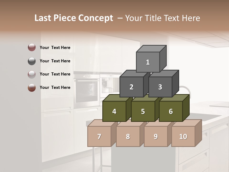 Interior Of Big White Kitchen In Apartment PowerPoint Template