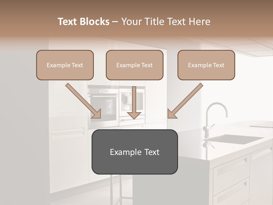 Interior Of Big White Kitchen In Apartment PowerPoint Template