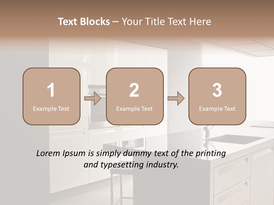 Interior Of Big White Kitchen In Apartment PowerPoint Template