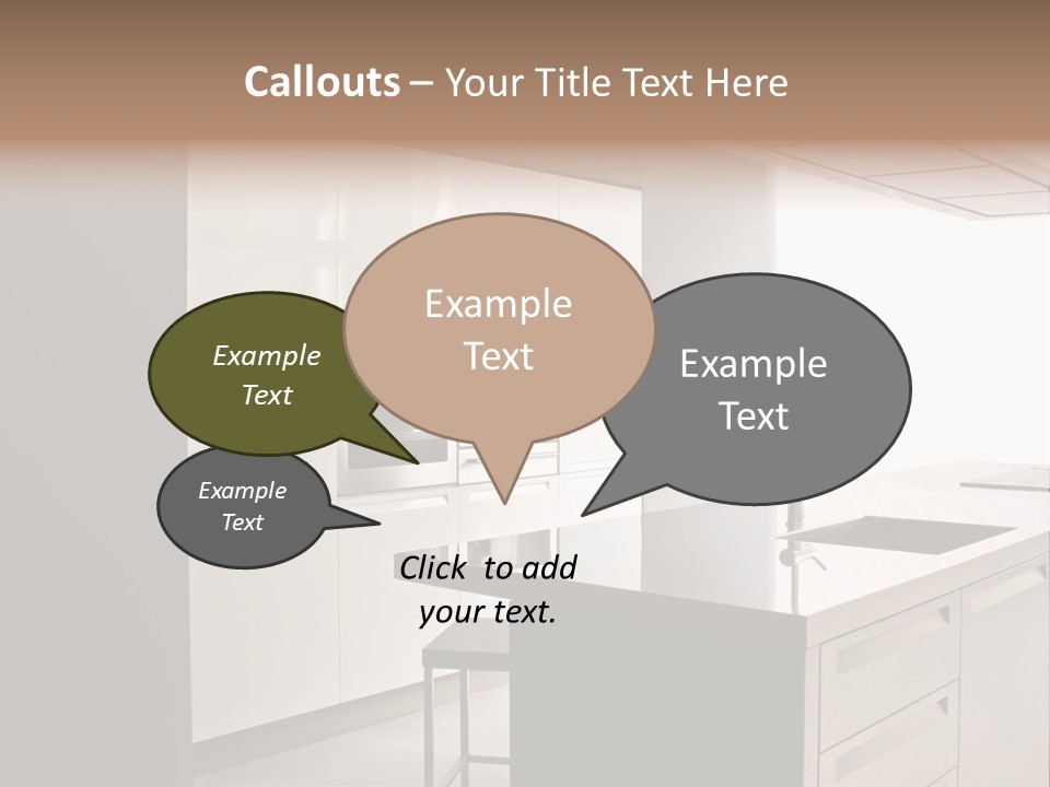 Interior Of Big White Kitchen In Apartment PowerPoint Template