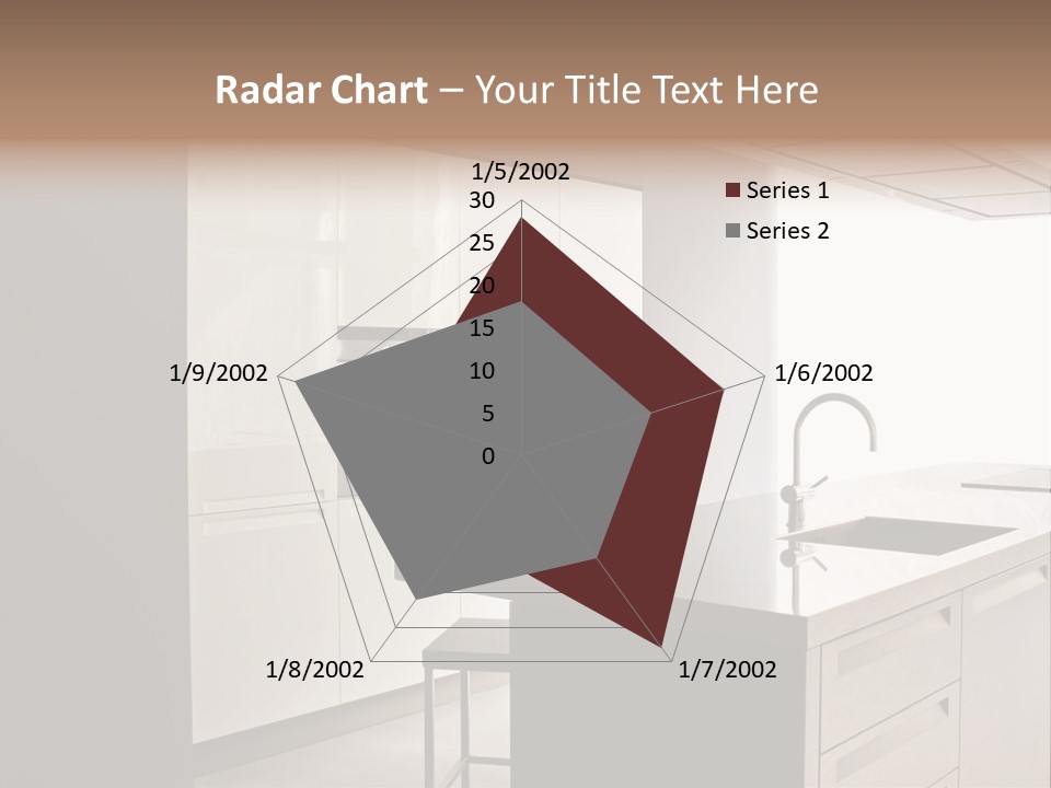 Interior Of Big White Kitchen In Apartment PowerPoint Template