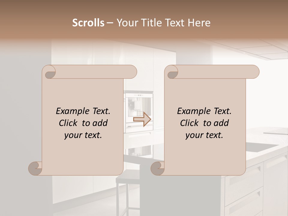 Interior Of Big White Kitchen In Apartment PowerPoint Template