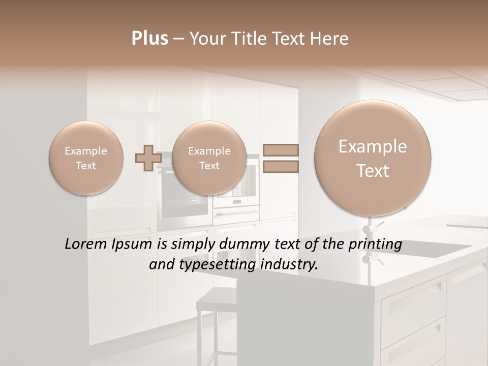 Interior Of Big White Kitchen In Apartment PowerPoint Template