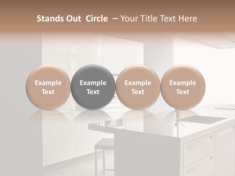 Interior Of Big White Kitchen In Apartment PowerPoint Template