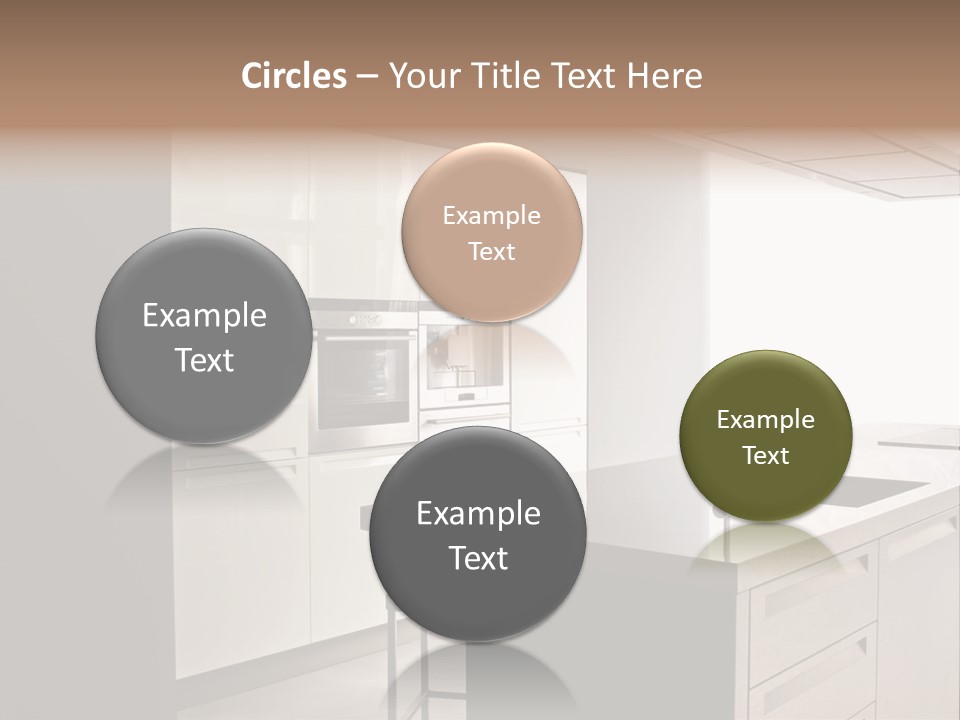 Interior Of Big White Kitchen In Apartment PowerPoint Template