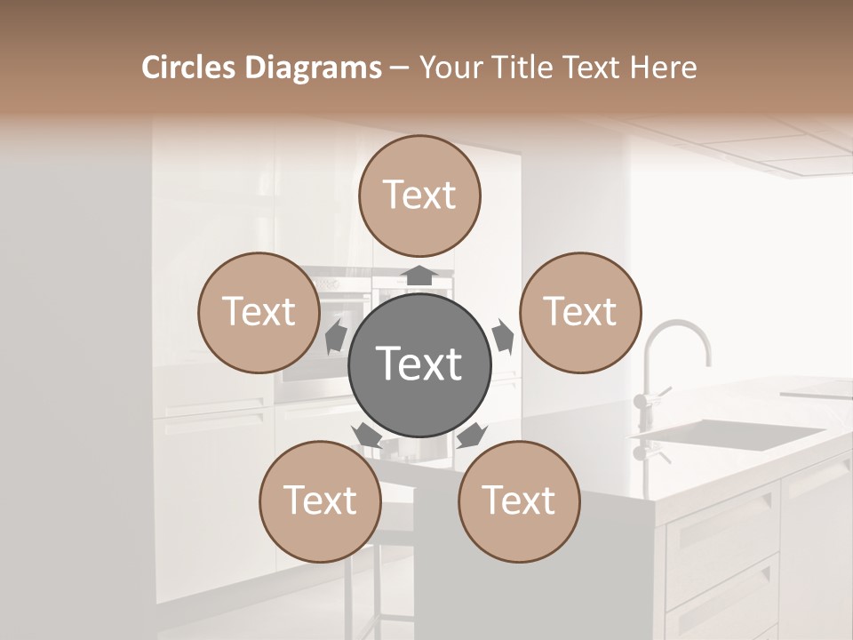 Interior Of Big White Kitchen In Apartment PowerPoint Template