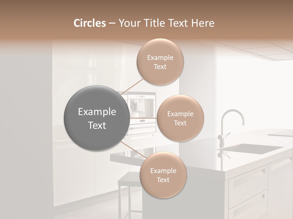 Interior Of Big White Kitchen In Apartment PowerPoint Template