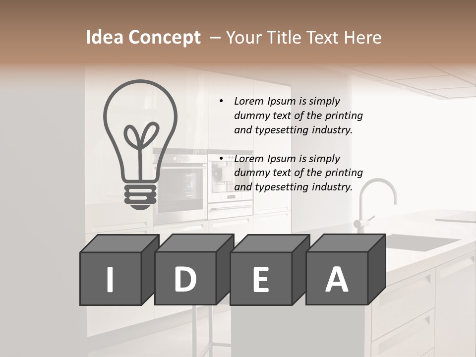 Interior Of Big White Kitchen In Apartment PowerPoint Template