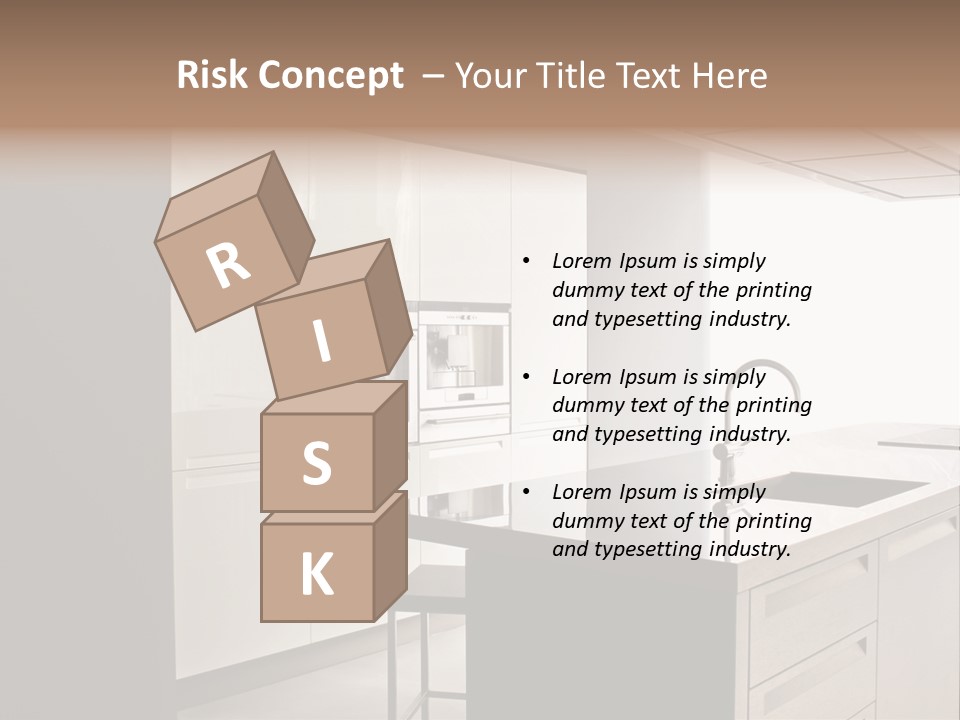 Interior Of Big White Kitchen In Apartment PowerPoint Template