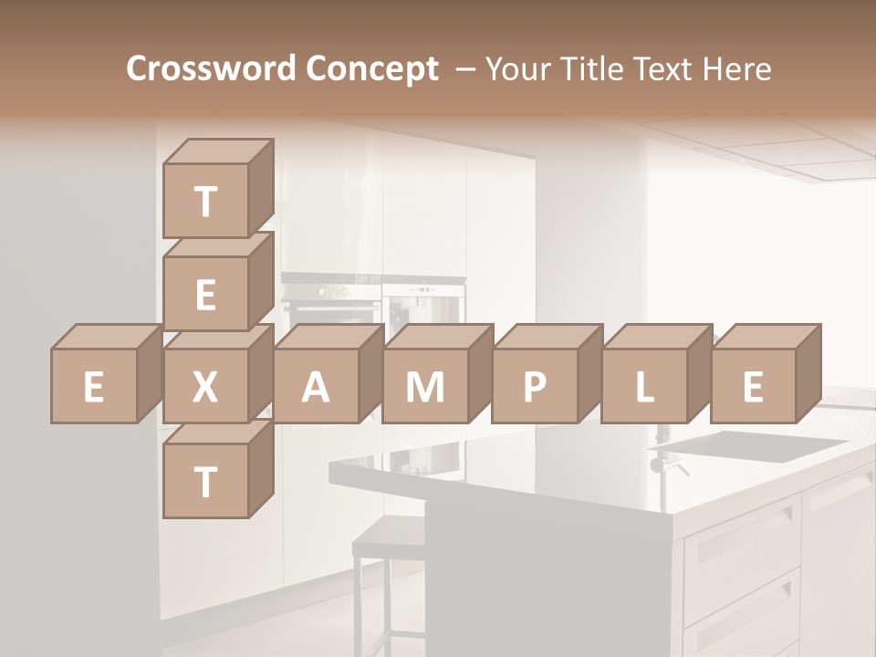 Interior Of Big White Kitchen In Apartment PowerPoint Template