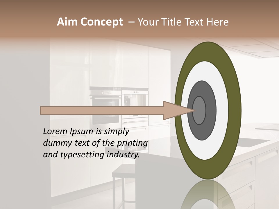 Interior Of Big White Kitchen In Apartment PowerPoint Template