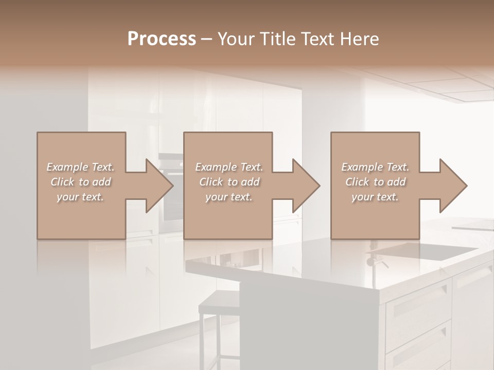 Interior Of Big White Kitchen In Apartment PowerPoint Template
