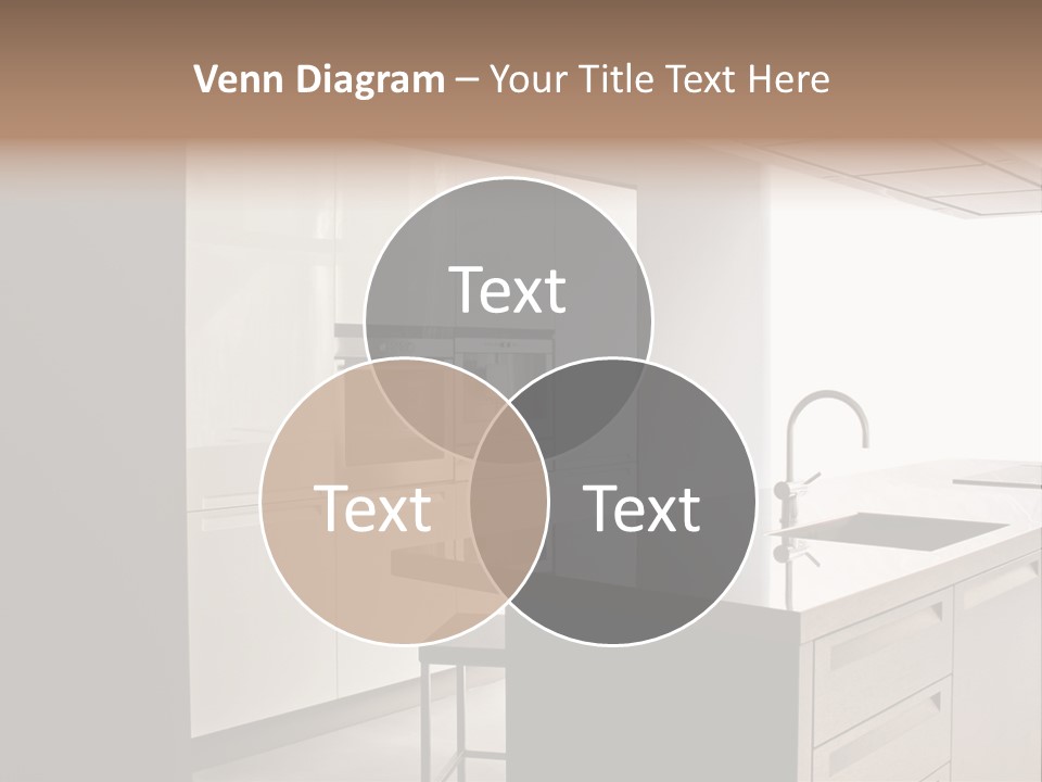 Interior Of Big White Kitchen In Apartment PowerPoint Template