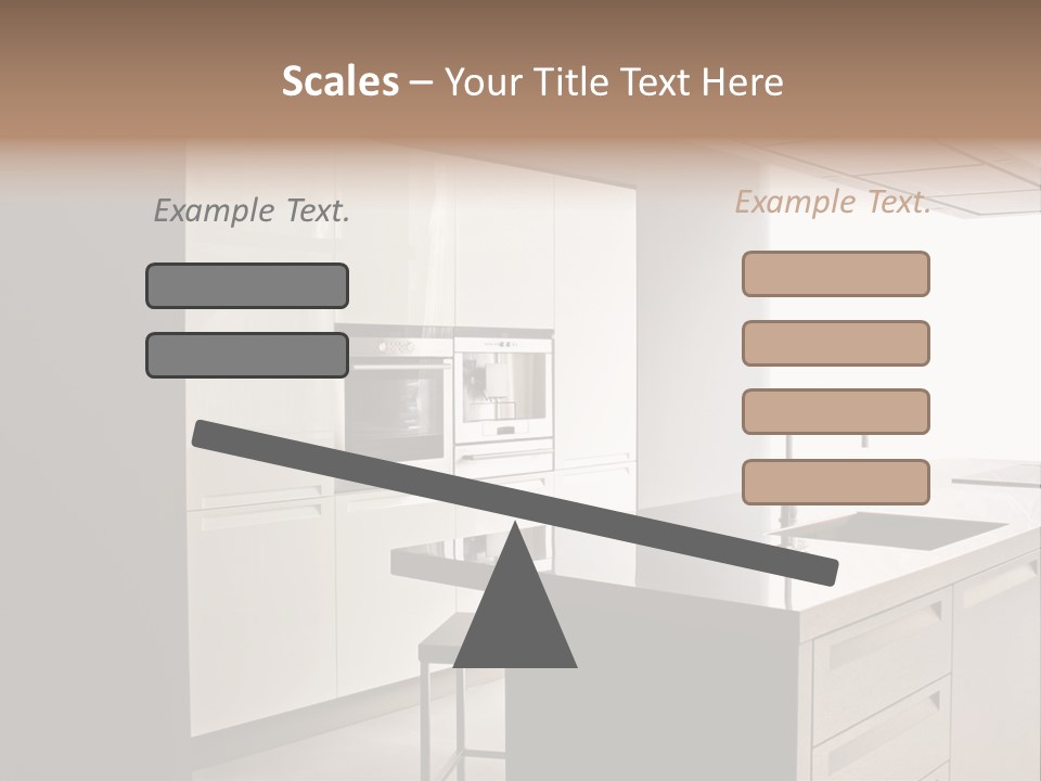 Interior Of Big White Kitchen In Apartment PowerPoint Template