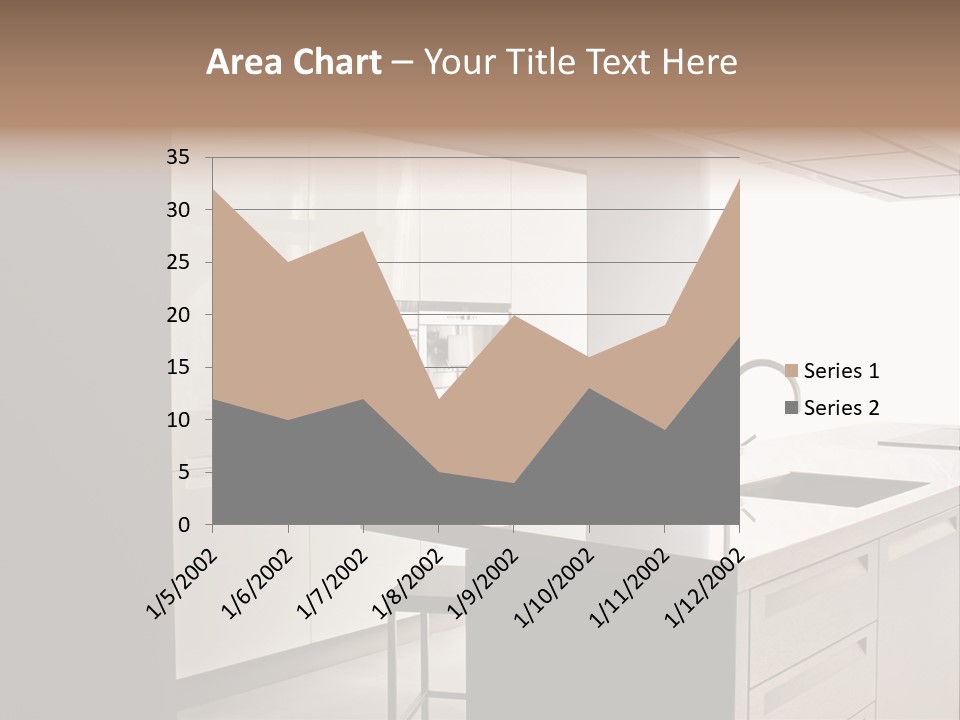 Interior Of Big White Kitchen In Apartment PowerPoint Template