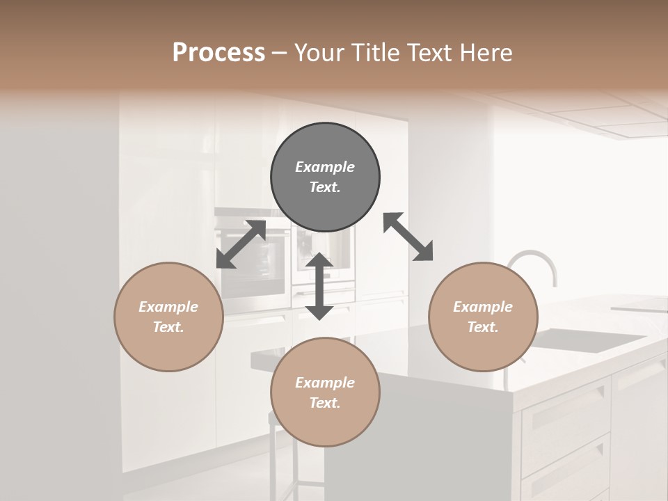 Interior Of Big White Kitchen In Apartment PowerPoint Template