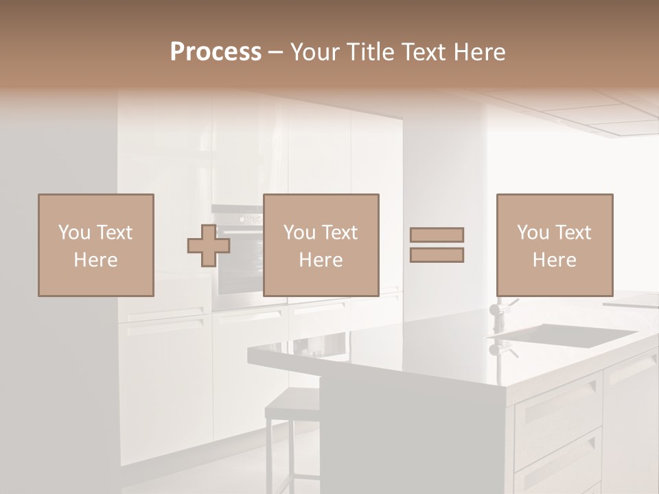 Interior Of Big White Kitchen In Apartment PowerPoint Template