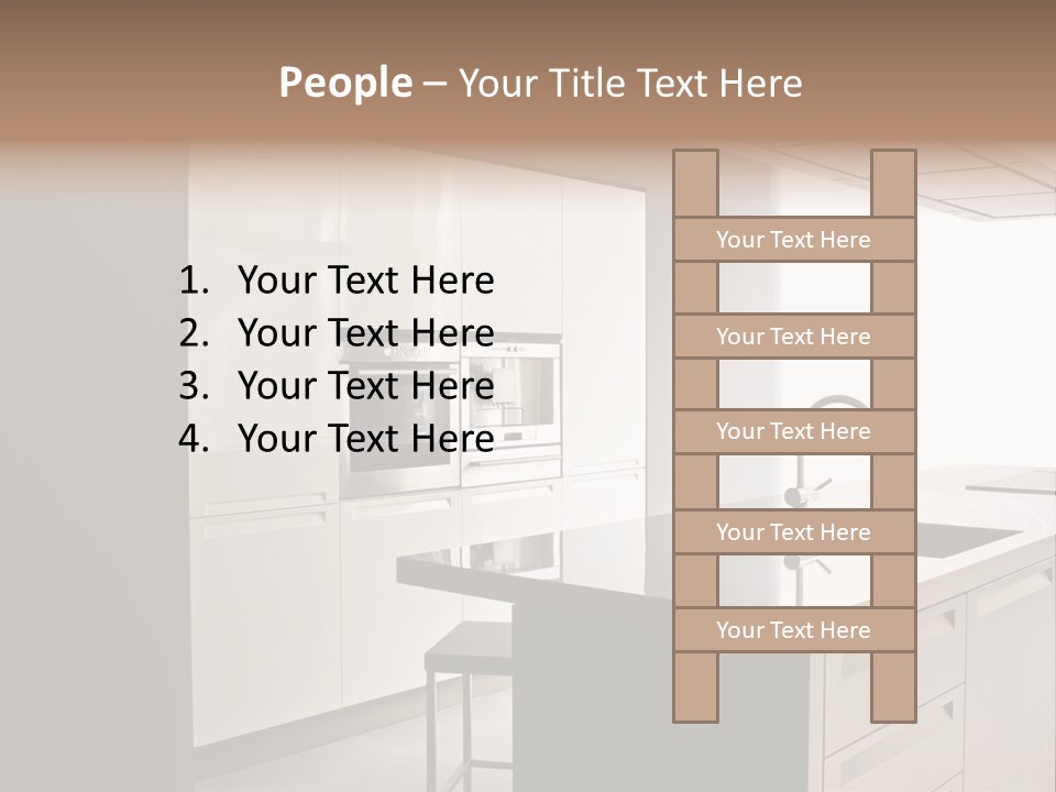 Interior Of Big White Kitchen In Apartment PowerPoint Template