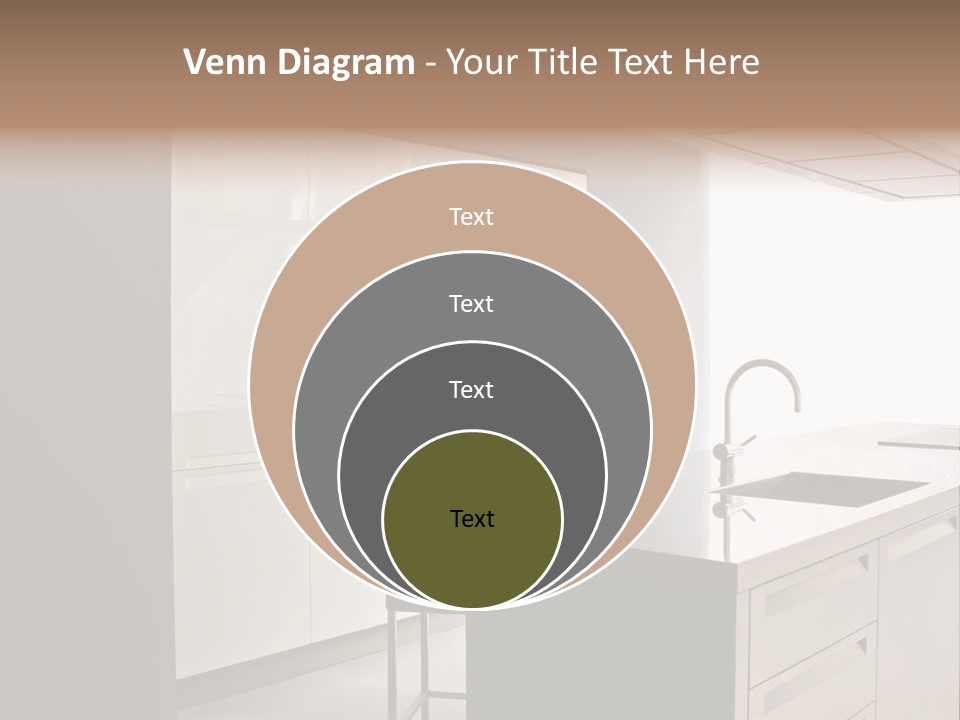Interior Of Big White Kitchen In Apartment PowerPoint Template