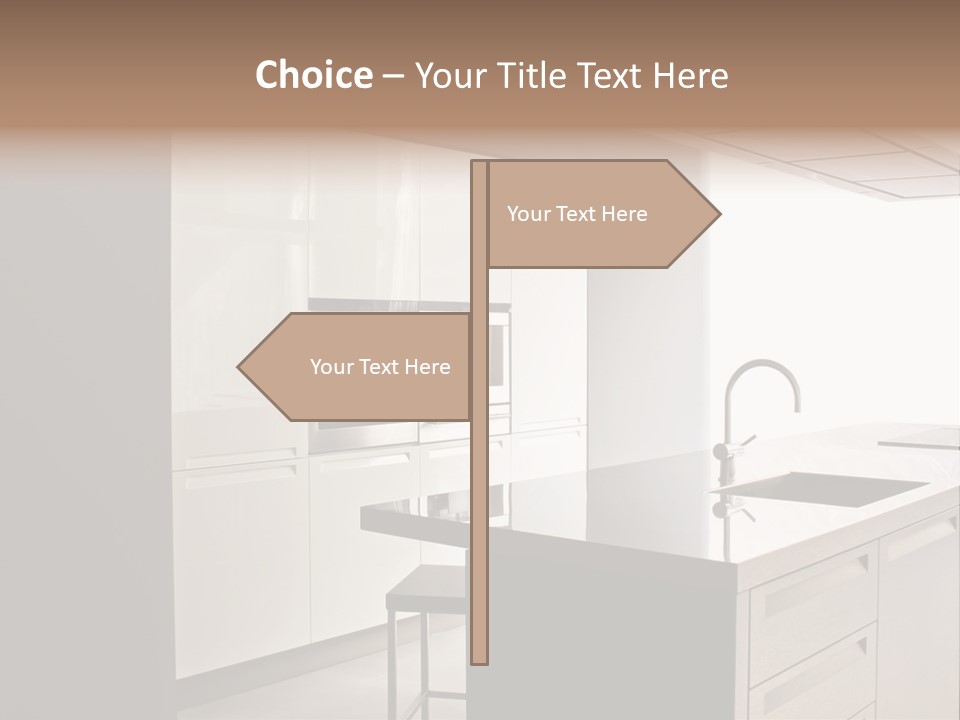 Interior Of Big White Kitchen In Apartment PowerPoint Template