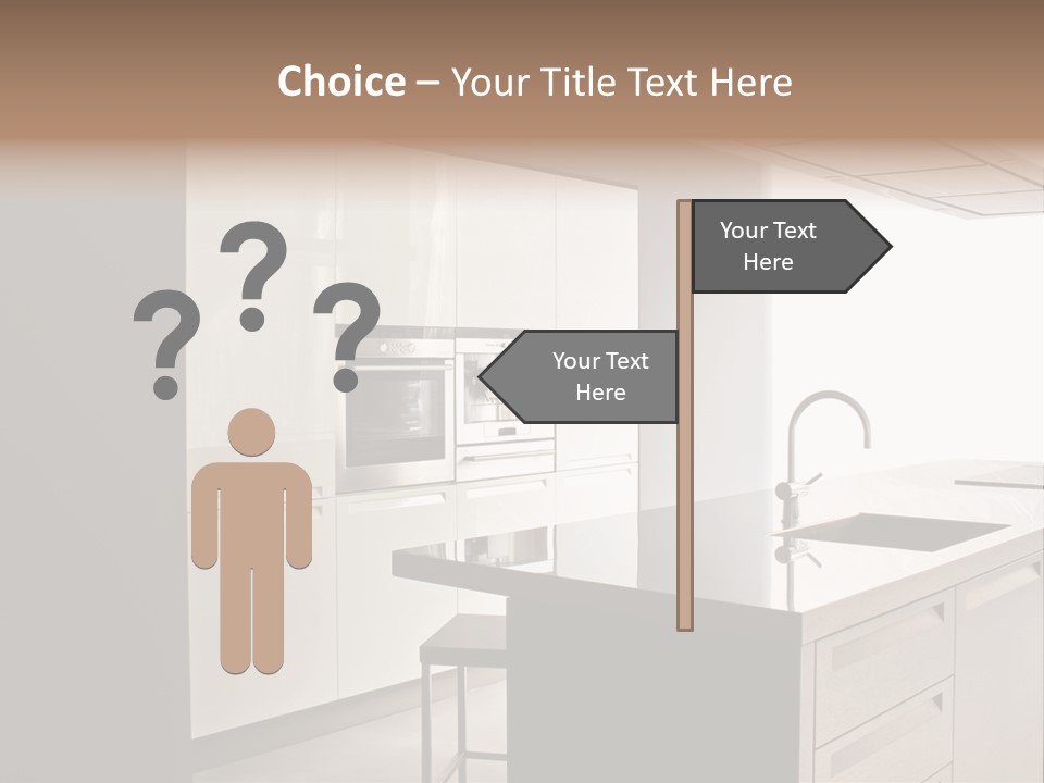 Interior Of Big White Kitchen In Apartment PowerPoint Template