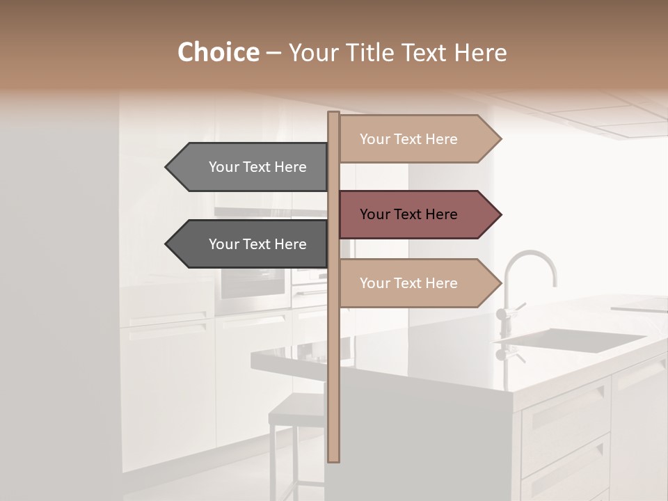 Interior Of Big White Kitchen In Apartment PowerPoint Template