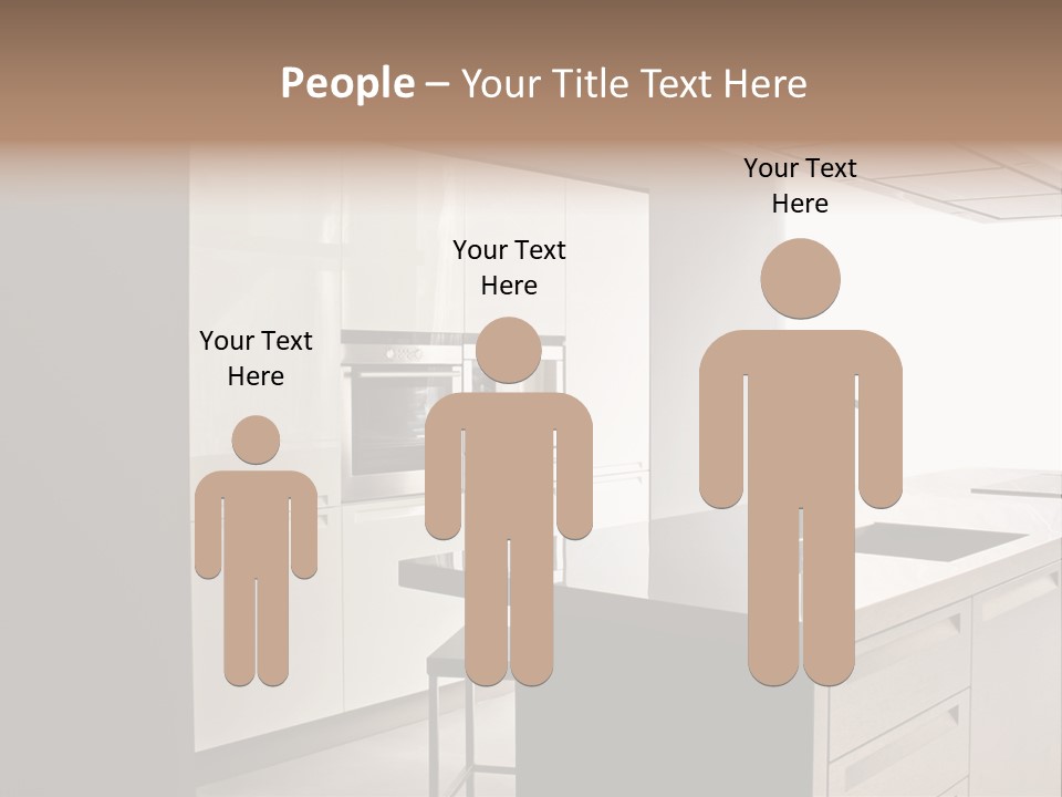 Interior Of Big White Kitchen In Apartment PowerPoint Template