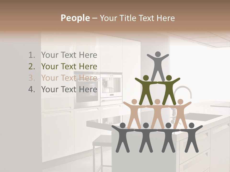 Interior Of Big White Kitchen In Apartment PowerPoint Template