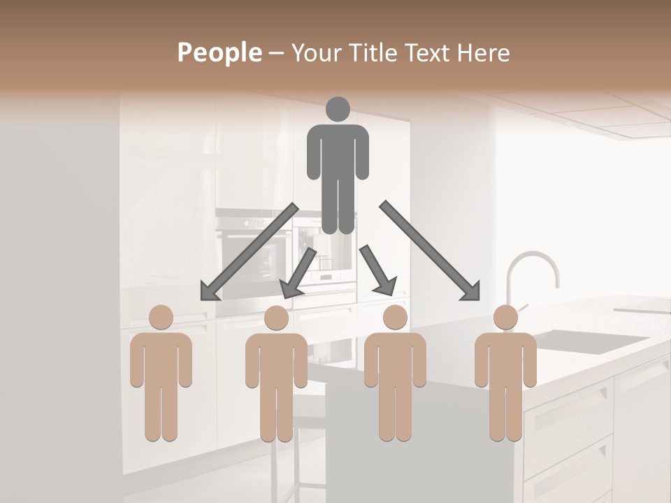 Interior Of Big White Kitchen In Apartment PowerPoint Template