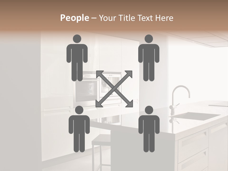 Interior Of Big White Kitchen In Apartment PowerPoint Template