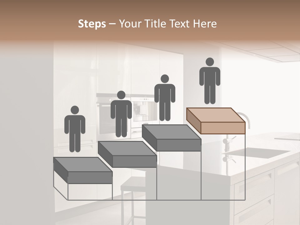 Interior Of Big White Kitchen In Apartment PowerPoint Template