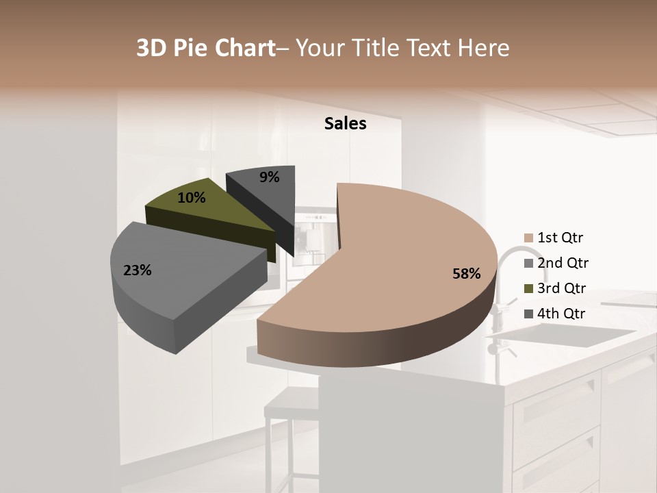 Interior Of Big White Kitchen In Apartment PowerPoint Template