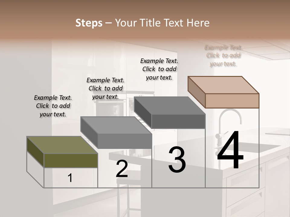 Interior Of Big White Kitchen In Apartment PowerPoint Template