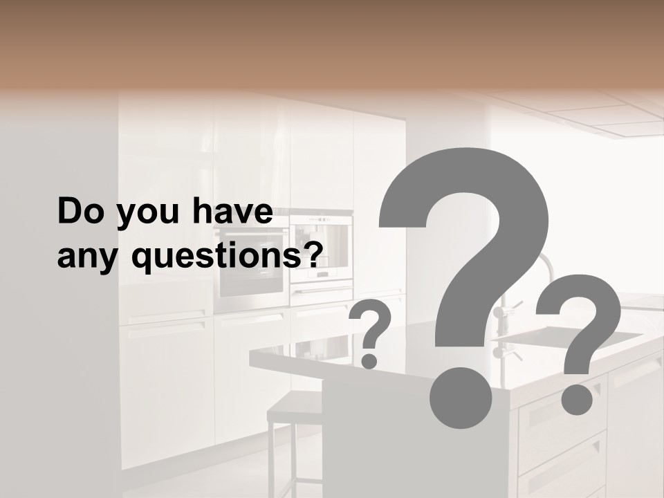 Interior Of Big White Kitchen In Apartment PowerPoint Template