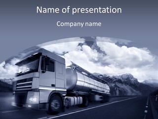 Truck Driving At Dusk/Motion Blur PowerPoint Template