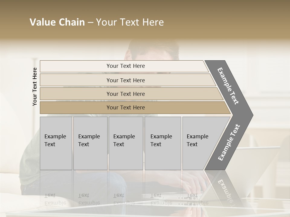 Man Sitting On Sofa In Livingroom Typing On Laptop PowerPoint Template
