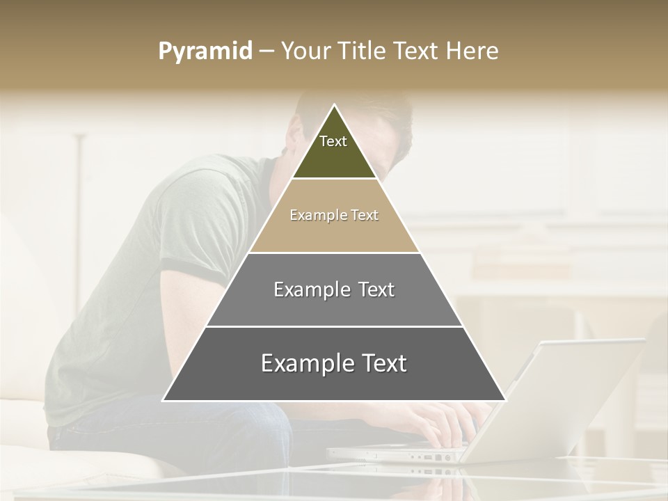 Man Sitting On Sofa In Livingroom Typing On Laptop PowerPoint Template