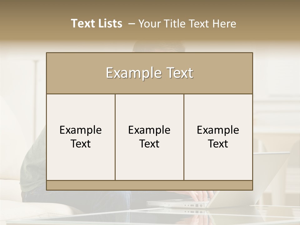 Man Sitting On Sofa In Livingroom Typing On Laptop PowerPoint Template