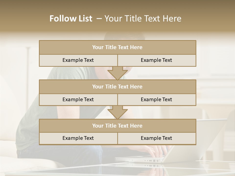 Man Sitting On Sofa In Livingroom Typing On Laptop PowerPoint Template